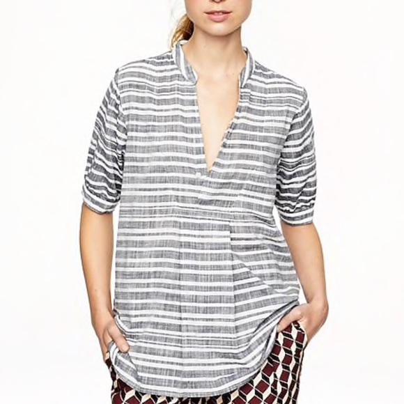 J Crew Black White Stripe Gauze Tunic S - Picture 8 of 8